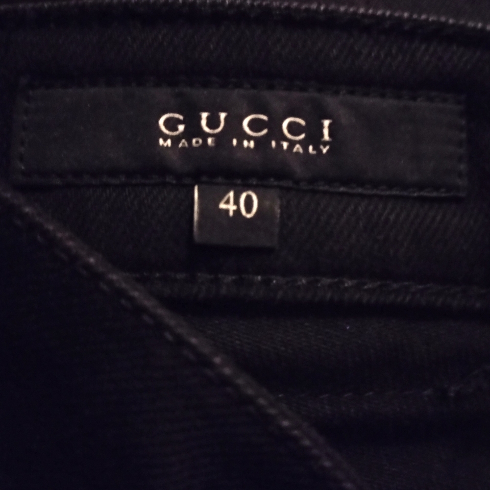 Women's GUCCI Black Denim Jeans with floral pattern Size 40 - Picture 13 of 14